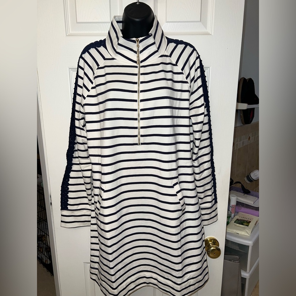 Lilly Pulitzer Coastal Shell Stripe Skipper Dress Sz L